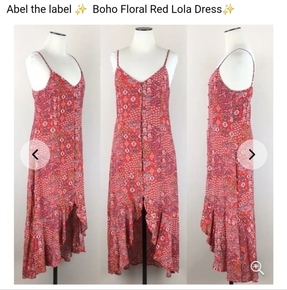 Abel The Label Lola Hi-Lo Floral Boho Dress Anthropologie Small